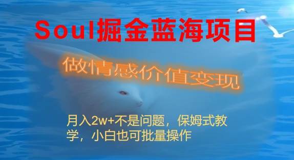 Soul掘金蓝海项目细分赛道，做情感价值变现，月入2w+不是问题-布丁源码-专业的网站源码代码分享平台!