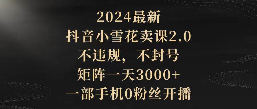 2024最新抖音小雪花卖课2.0 不违规 不封号 矩阵一天3000+一部手机0粉丝开播-布丁源码-专业的网站源码代码分享平台!