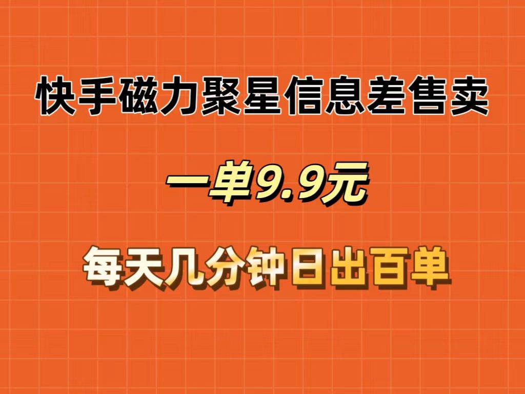 快手磁力聚星信息差售卖，一单9.9.每天几分钟，日出百单-布丁源码-专业的网站源码代码分享平台!