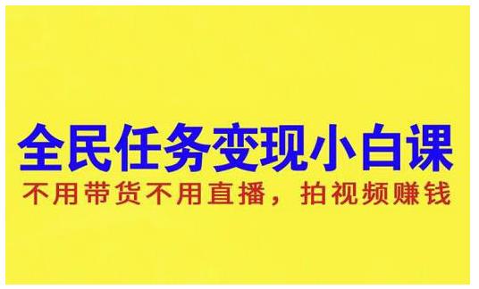 抖音全民任务变现小白课，不用带货不用直播，拍视频就能赚钱-布丁源码-专业的网站源码代码分享平台!