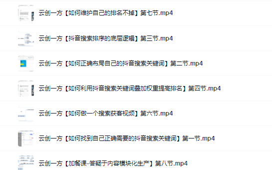 云创一方2022抖音SEO系列课程，教你如何快速上抖音搜索排名第一-布丁源码-专业的网站源码代码分享平台!