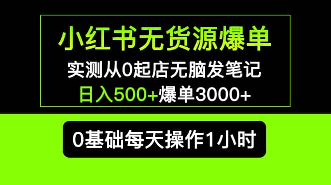 小红书无货源爆单 实测从0起店无脑发笔记爆单3000+长期项目可多店-布丁源码-专业的网站源码代码分享平台!