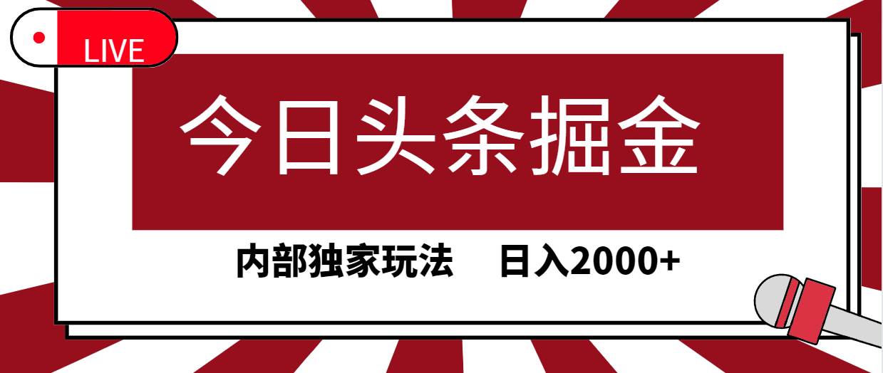 今日头条掘金，30秒一篇文章，内部独家玩法，日入2000+-布丁源码-专业的网站源码代码分享平台!