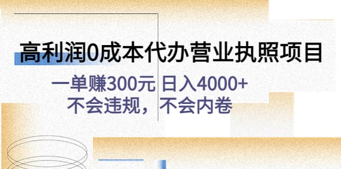 高利润0成本代办营业执照项目：不会违规，不会内卷-布丁源码-专业的网站源码代码分享平台!