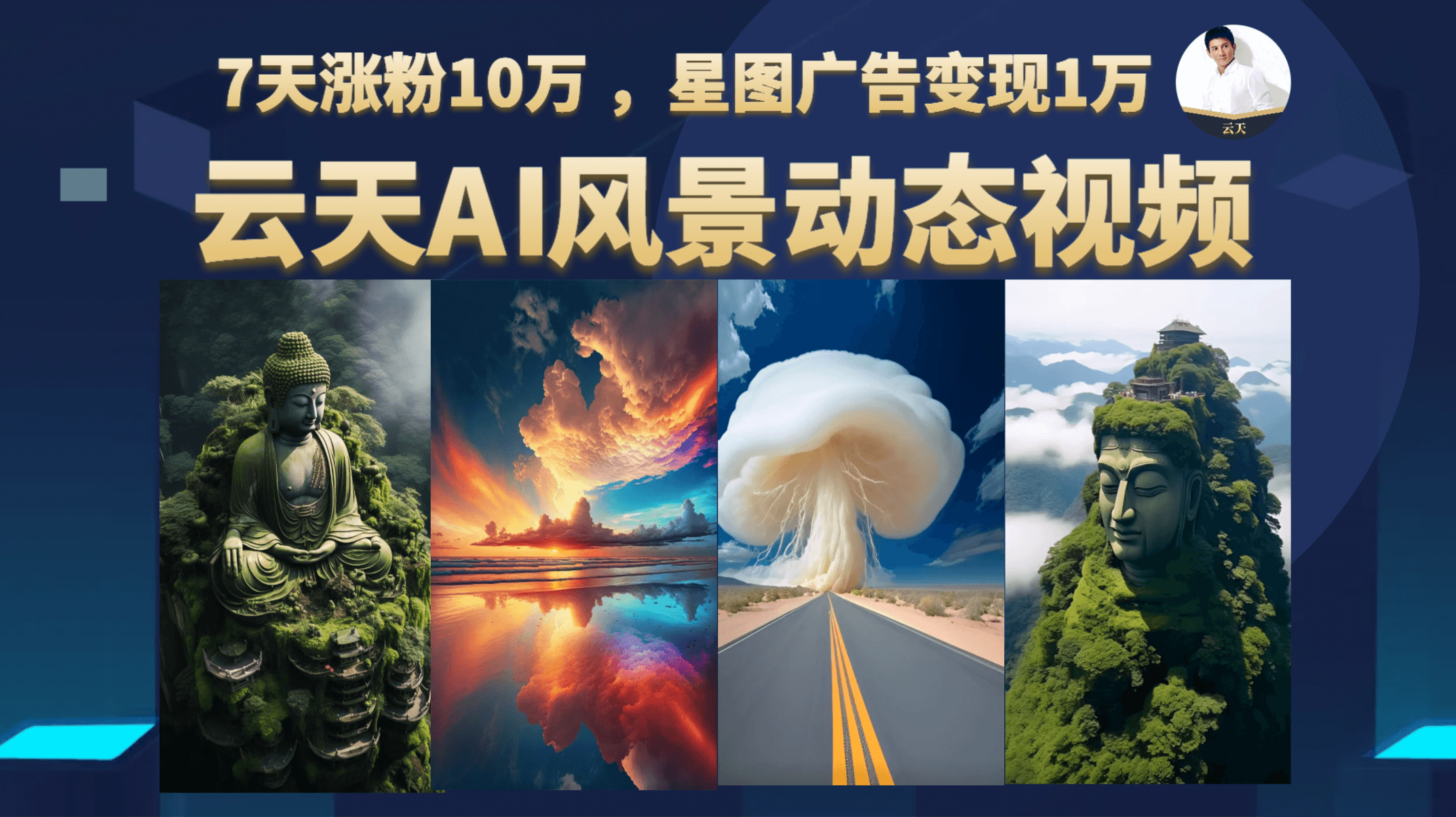 云天AI风景动图视频制作，7天涨粉10万 ，星图广告变现1万-布丁源码-专业的网站源码代码分享平台!