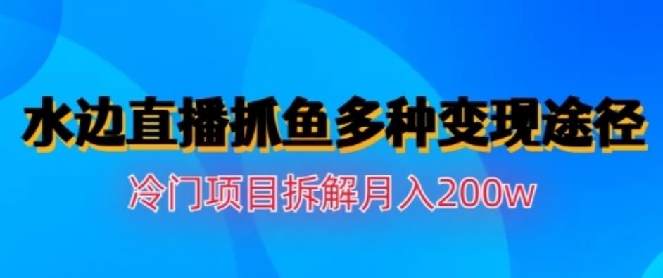 水边直播抓鱼，多种变现途径冷门项目，月入200w拆解【揭秘】-布丁源码-专业的网站源码代码分享平台!
