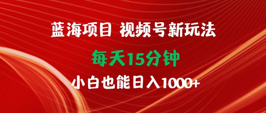 蓝海项目视频号新玩法 每天15分钟 小白也能日入1000+-布丁源码-专业的网站源码代码分享平台!