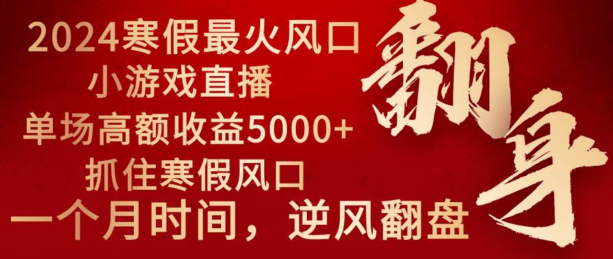 2024年最火寒假风口项目 小游戏直播 单场收益5000+抓住风口 一个月直接提车-布丁源码-专业的网站源码代码分享平台!