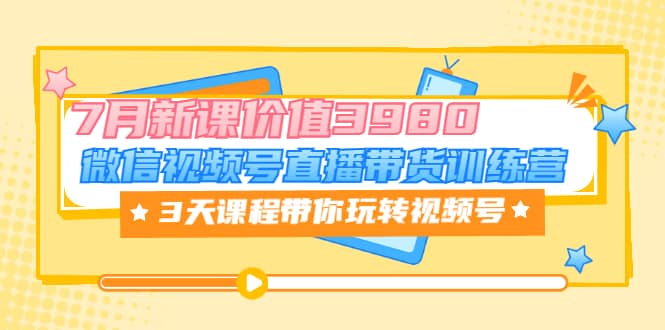 微信视频号直播带货训练营，3天课程带你玩转视频号：7月新课价值3980-布丁源码-专业的网站源码代码分享平台!