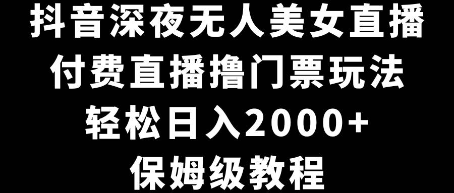 抖音深夜无人美女直播，付费直播撸门票玩法，轻松日入2000+，保姆级教程-布丁源码-专业的网站源码代码分享平台!