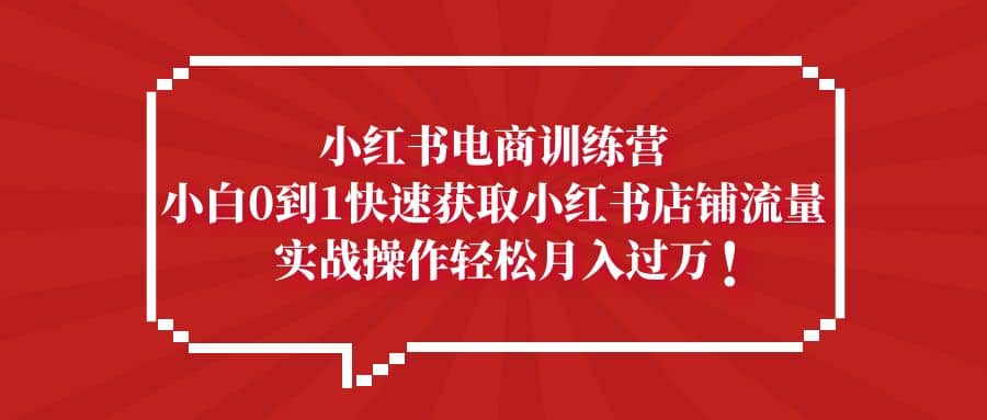 小红书电商训练营，小白0到1快速获取小红书店铺流量-布丁源码-专业的网站源码代码分享平台!