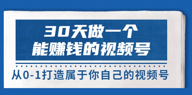30天做一个能赚钱的视频号，从0-1打造属于你自己的视频号 (14节-价值199)-布丁源码-专业的网站源码代码分享平台!
