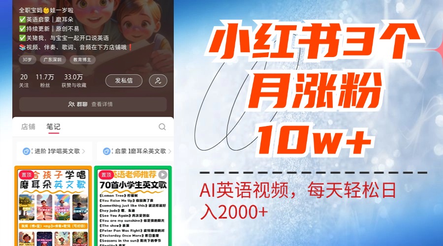 小红书三个月涨粉10W！AI英语视频0成本制作，每天轻松日入2000+-布丁源码-专业的网站源码代码分享平台!