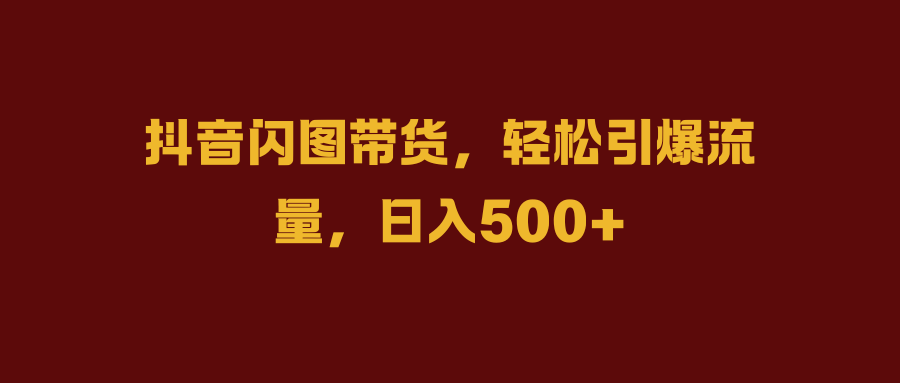抖音闪图带货，轻松引爆流量，日入500+-布丁源码-专业的网站源码代码分享平台!