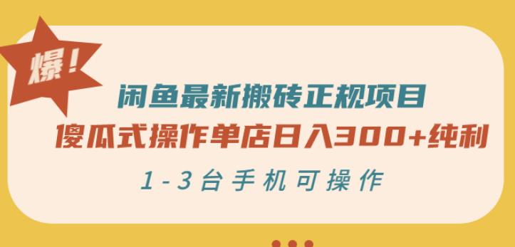 闲鱼最新搬砖正规项目：傻瓜式操作单店日入300+纯利，1-3台手机可操作-布丁源码-专业的网站源码代码分享平台!