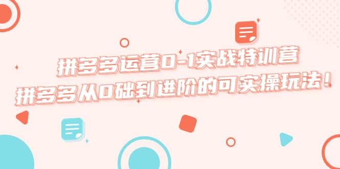拼多多运营0-1实战特训营，拼多多从0础到进阶的可实操玩法-布丁源码-专业的网站源码代码分享平台!