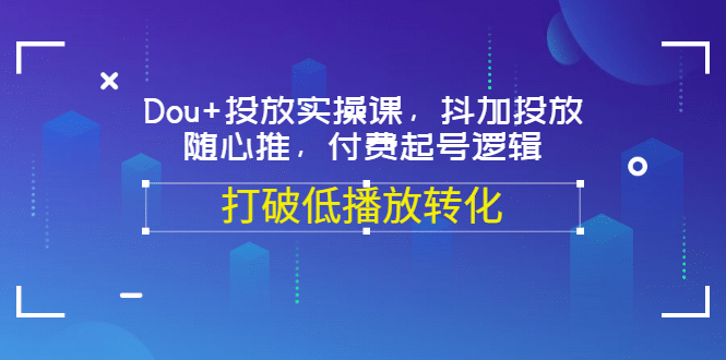 Dou+投放实操课，抖加投放，随心推，付费起号逻辑，打破低播放转化-布丁源码-专业的网站源码代码分享平台!