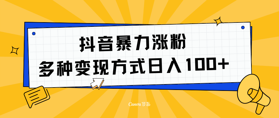 抖音暴力涨粉：多方式变现 日入100+-布丁源码-专业的网站源码代码分享平台!