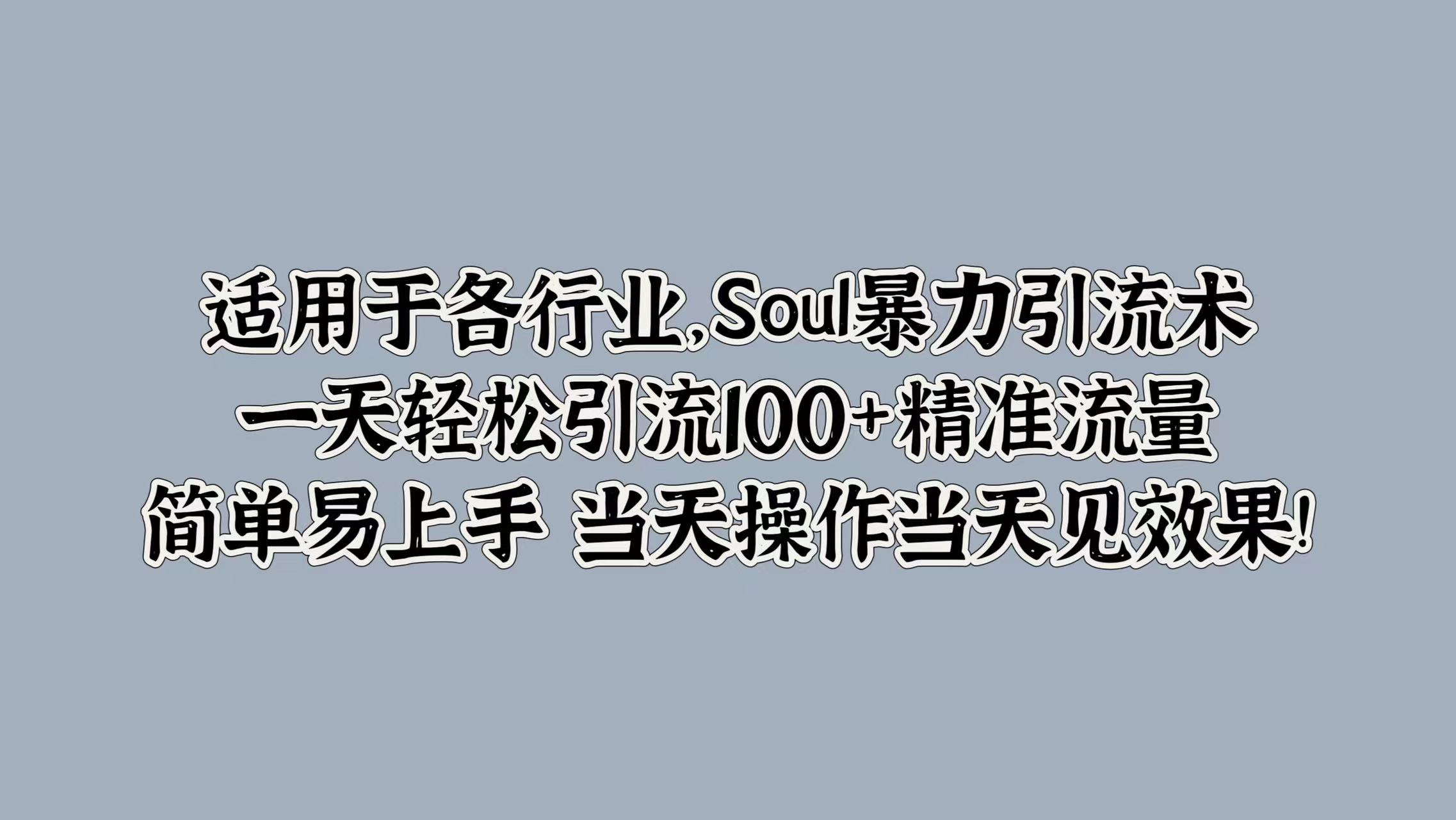 适用于各行业，Soul暴力引流术，一天轻松引流100+精准流量，简单易上手 当天操作当天见效果!-布丁源码-专业的网站源码代码分享平台!