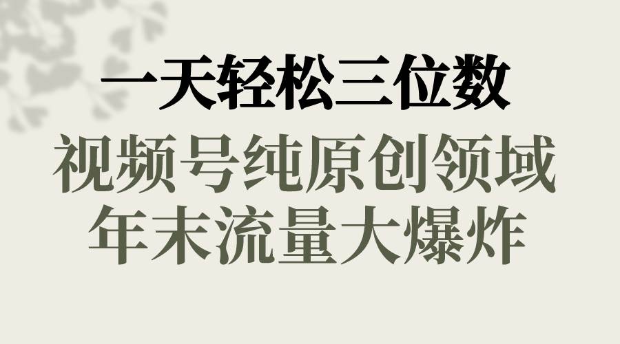 一天轻松三位数，视频号纯原创领域，春节童子送祝福，年末流量大爆炸-布丁源码-专业的网站源码代码分享平台!
