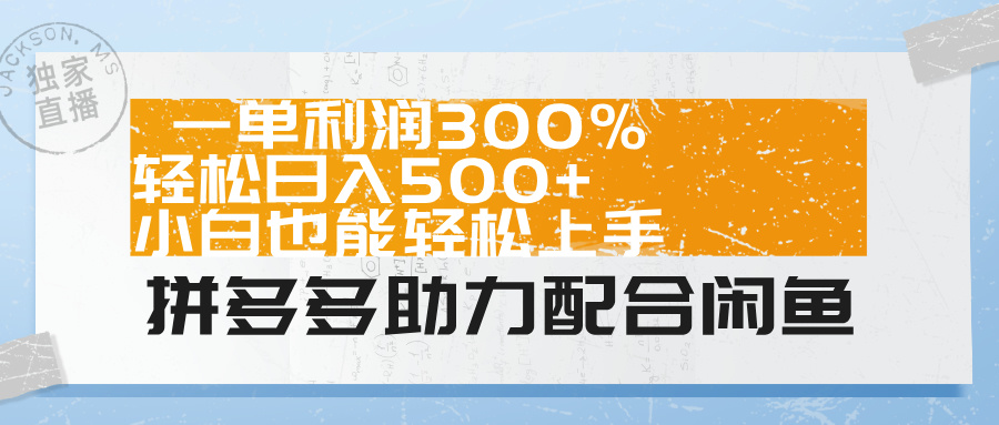 拼多多助力配合闲鱼 一单利润300% 轻松日入500+ 小白也能轻松上手！-布丁源码-专业的网站源码代码分享平台!
