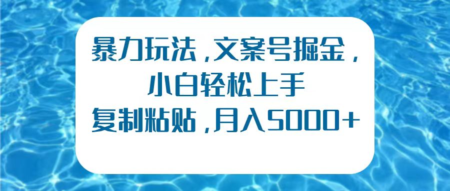 暴力玩法，文案号掘金，小白轻松上手，复制粘贴，月入5000+-布丁源码-专业的网站源码代码分享平台!