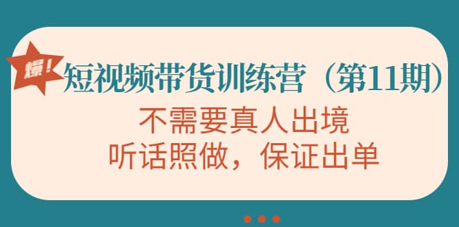 短视频带货训练营（第11期），不需要真人出境，听话照做，保证出单-布丁源码-专业的网站源码代码分享平台!