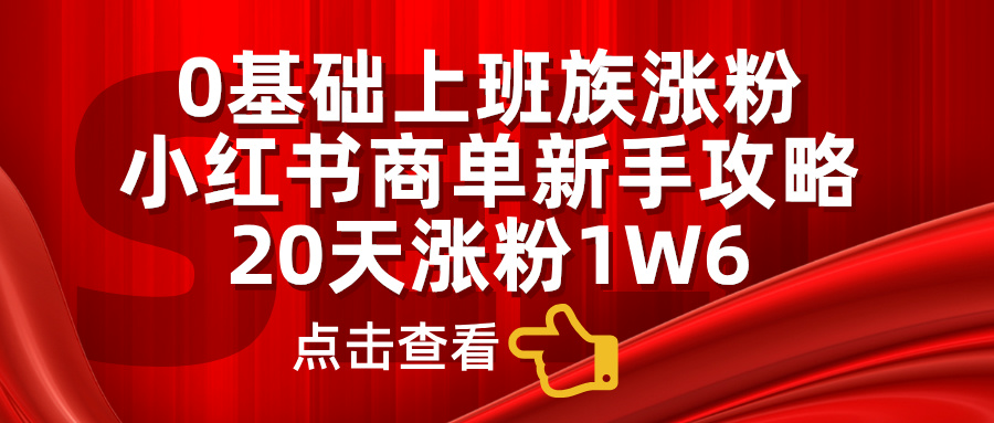 0基础上班族涨粉，小红书商单新手攻略，20天涨粉1.6w-布丁源码-专业的网站源码代码分享平台!