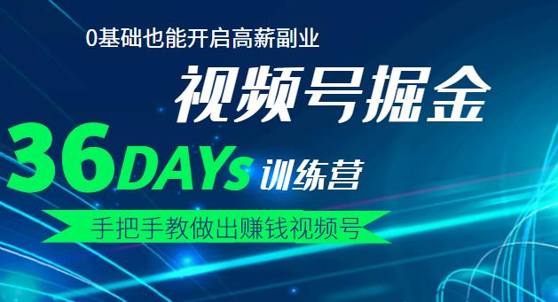 【视频号掘金营】36天手把手教做出赚钱视频号，0基础也能开启高薪副业-布丁源码-专业的网站源码代码分享平台!