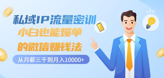 私域IP流量密训：小白也能爆单的微信赚钱法，从月薪三千到月入10000+-布丁源码-专业的网站源码代码分享平台!
