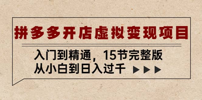 拼多多开店虚拟变现项目：入门到精通（15节完整版）-布丁源码-专业的网站源码代码分享平台!