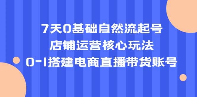 7天0基础自然流起号，店铺运营核心玩法，0-1搭建电商直播带货账号-布丁源码-专业的网站源码代码分享平台!