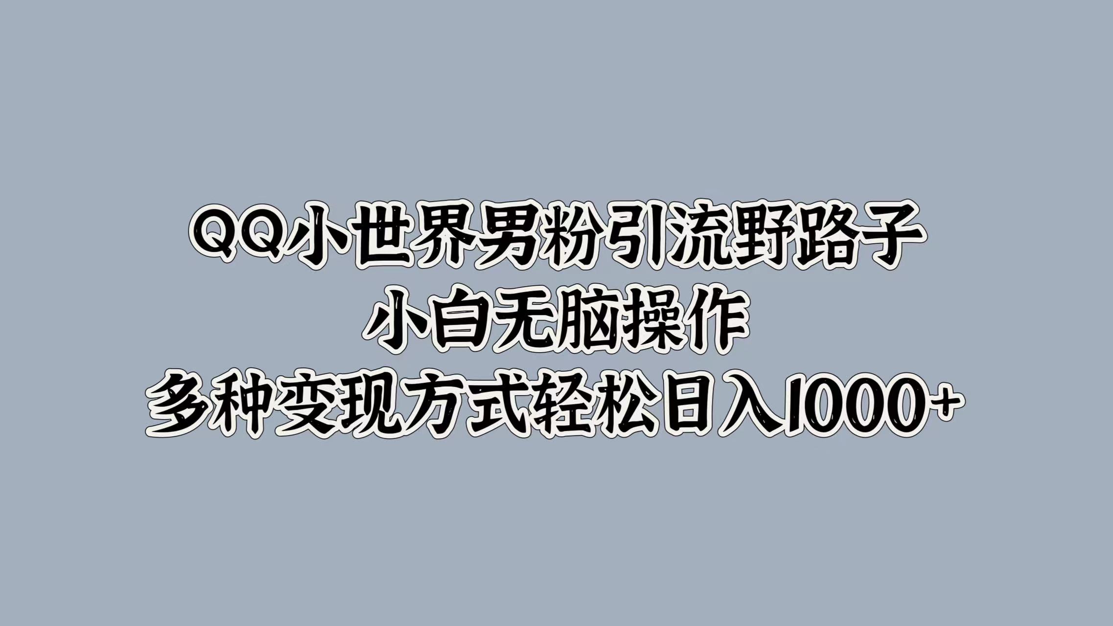 QQ小世界男粉引流野路子，小白无脑操作，多种变现方式轻松日入1000+-布丁源码-专业的网站源码代码分享平台!