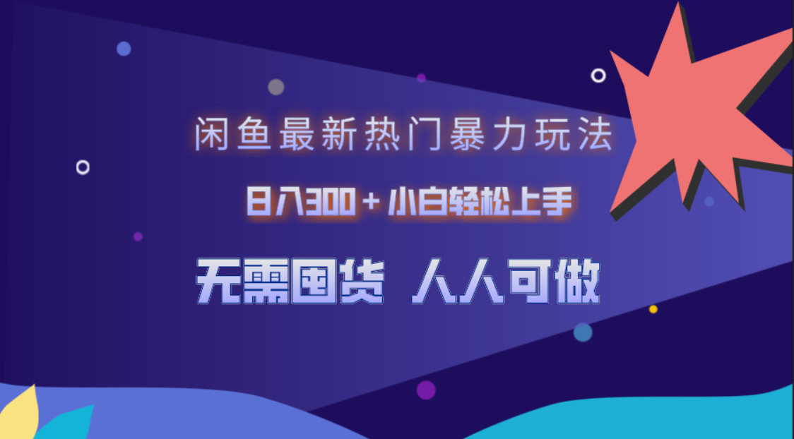闲鱼最新热门暴力玩法，日入300＋小白轻松上手-布丁源码-专业的网站源码代码分享平台!