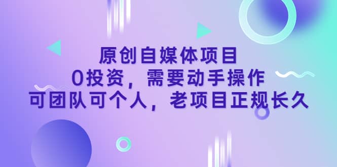 原创自媒体项目，0投资，需要动手操作，可团队可个人，老项目正规长久-布丁源码-专业的网站源码代码分享平台!