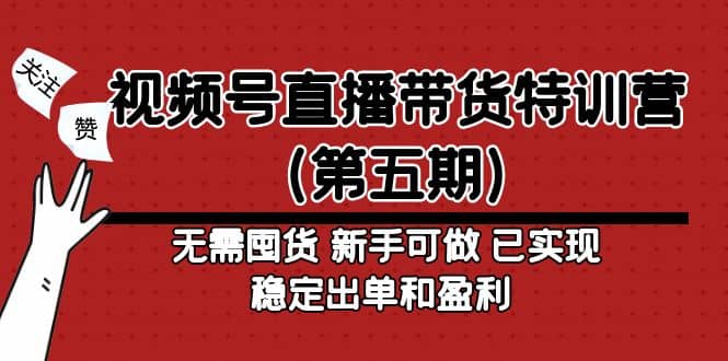 视频号直播带货特训营（第五期）无需囤货 新手可做 已实现稳定出单和盈利-布丁源码-专业的网站源码代码分享平台!