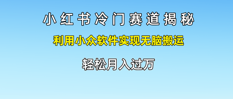 小红书冷门赛道揭秘,轻松月入过万，利用小众软件实现无脑搬运，-布丁源码-专业的网站源码代码分享平台!