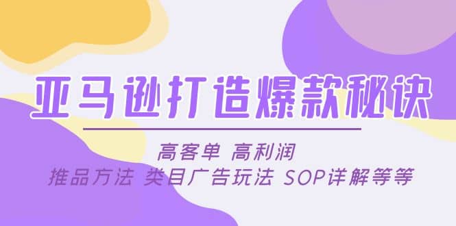 亚马逊打造爆款秘诀：高客单 高利润 推品方法 类目广告玩法 SOP详解等等-布丁源码-专业的网站源码代码分享平台!