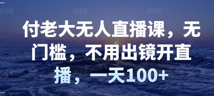 付老大无人直播课，无门槛，不用出镜开直播，一天100+-布丁源码-专业的网站源码代码分享平台!