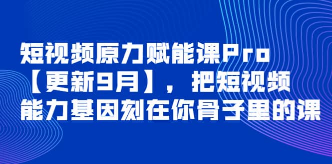 短视频原力赋能课Pro【更新9月】，把短视频能力基因刻在你骨子里的课-布丁源码-专业的网站源码代码分享平台!