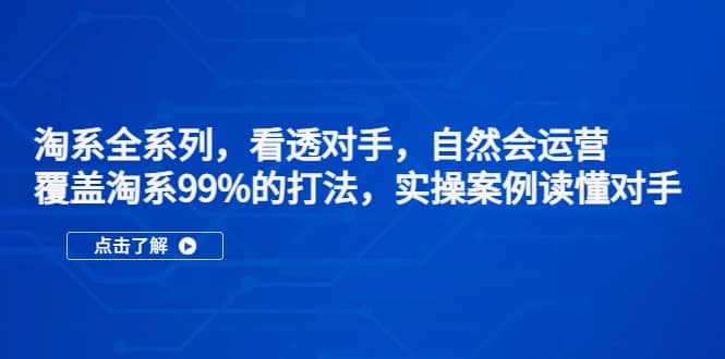 淘系全系列，看透对手，自然会运营，覆盖淘系99%·打法，实操案例读懂对手-布丁源码-专业的网站源码代码分享平台!
