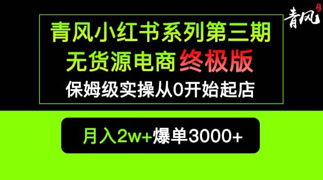 小红书无货源电商爆单终极版【视频教程+实战手册】保姆级实操从0起店爆单-布丁源码-专业的网站源码代码分享平台!