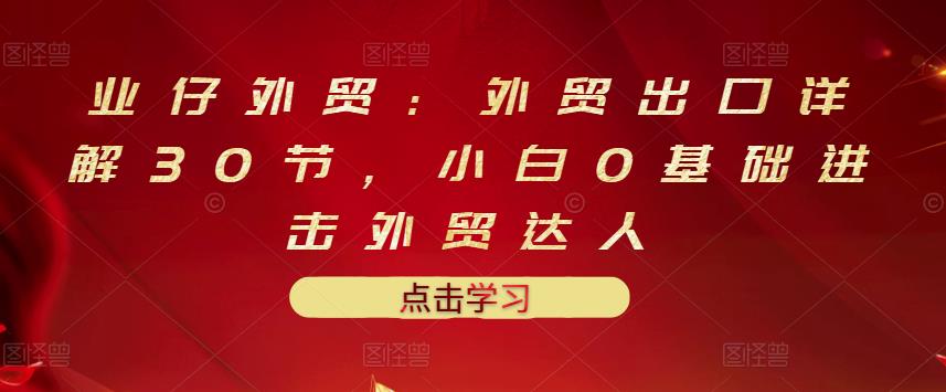 业仔外贸：外贸出口详解30节，小白0基础进击外贸达人 价值666元-布丁源码-专业的网站源码代码分享平台!
