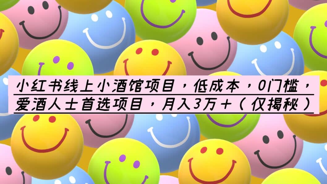 小红书线上小酒馆项目，低成本，0门槛，爱酒人士首选项目，月入3万＋-布丁源码-专业的网站源码代码分享平台!