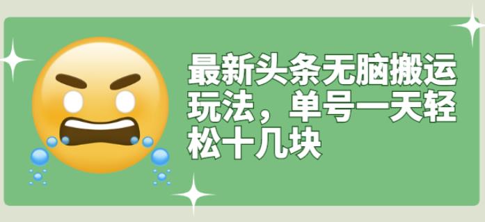 最新头条无脑搬运玩法，单号一天轻松十几块【视频教程+搬运软件】-布丁源码-专业的网站源码代码分享平台!