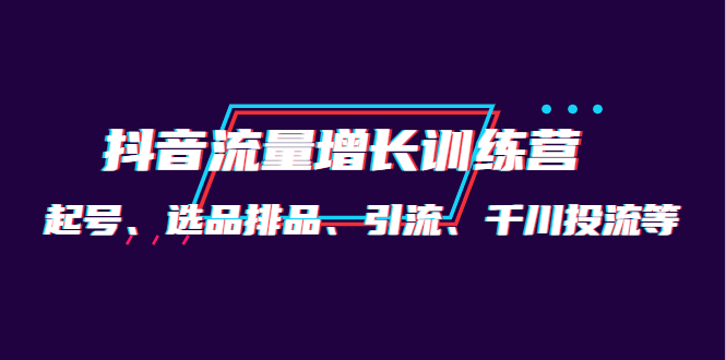 月销1.6亿实操团队·抖音流量增长训练营：起号、选品排品、引流 千川投流等-布丁源码-专业的网站源码代码分享平台!