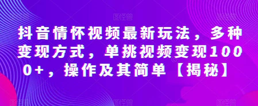 抖音情怀视频最新玩法，多种变现方式，单挑视频变现1000+，操作及其简单【揭秘】-布丁源码-专业的网站源码代码分享平台!