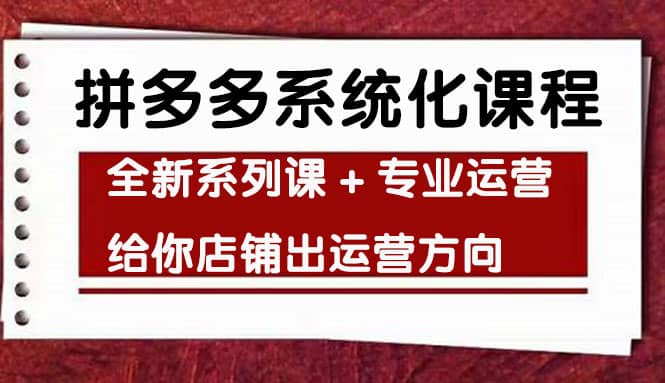 车神陪跑，拼多多系统化课程，全新系列课+专业运营给你店铺出运营方向-布丁源码-专业的网站源码代码分享平台!