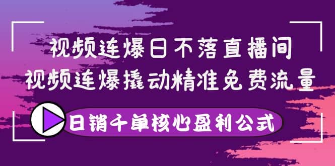 视频连爆日不落直播间，视频连爆撬动精准免费流量，日销千单核心盈利公式-布丁源码-专业的网站源码代码分享平台!