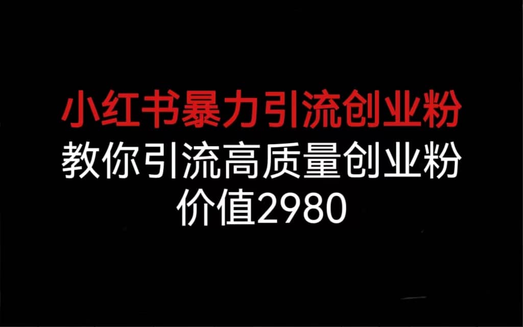 小红书暴力引流创业粉，教你引流高质量创业粉，价值2980-布丁源码-专业的网站源码代码分享平台!